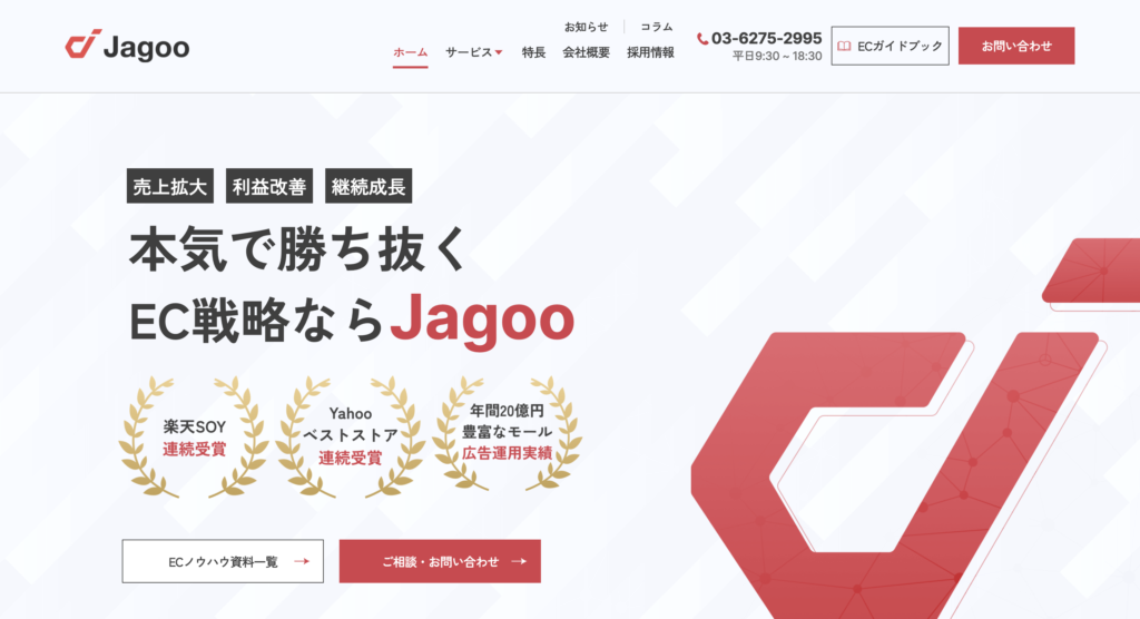 ジャグーホームページのスクリーンショット